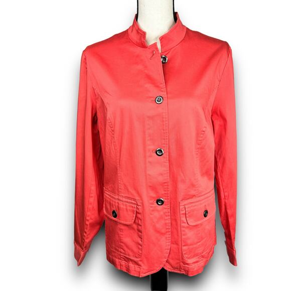 Additions by Chicos Lightweight Jacket Button Front Spring Coral Color Size 12 - Picture 1 of 8